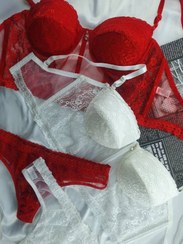 تصویر ست لباس زیر اروپایی مشکی و قرمز سایز ۸۰ تا ۹۵ 