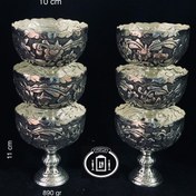 تصویر ست آجیل خوری نقره قلم گل برجسته ممتاز عیار ۸۴ استاندارد ایران (۶ عدد) Silver bowl 84% purity