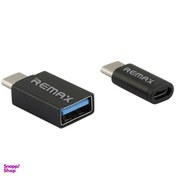 تصویر مبدل OTG USB-C ریمکس مدل RA-1 به همراه مبدل USB-C به microUSB غیر اصل 