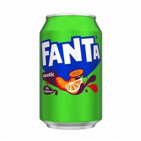 تصویر نوشابه قوطی اورجینال فانتا Fanta مدل exotic حجم 330 میل 