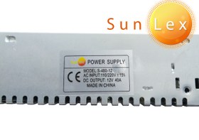 تصویر منبع تغذیه (سوئیچینگ) سانلکس 12 ولت 40 آمپر (480 وات) فن دار Power supply 12V 40A 480W