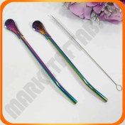 تصویر نی شربت هفت رنگ کوتاه سوراخ دار یونیک لایف 