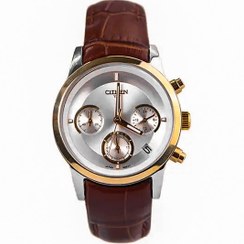 تصویر خرید قسطی | ساعت مچی زنانه سیتیزن چرم سه موتور فعال قاب رزگلد کرنوگراف L8111/7 