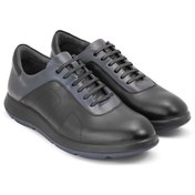 تصویر کفش مردانه چرمی شیما مدل GRAND011 طوسی مشکی 