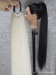 تصویر موی دم اسبی بلند90سانتی رنگ بلوند یخی ه