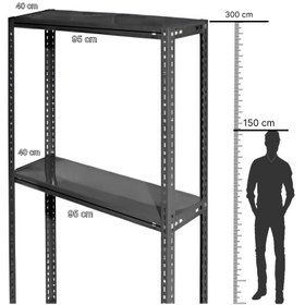 تصویر قفسه انباری 2 طبقه سایز 95×40 ارتفاع 300 