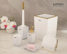 تصویر ست سرویس بهداشتی لیمون مدل کلاسیک ۶ پارچه سفید 