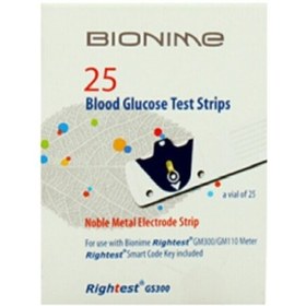 تصویر نوار تست قند خون بایونیم ۲۵ عددی Bionime Blood Glucose Test Strips ا دسته بندی: دسته بندی: