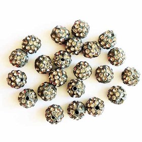 تصویر مهره نگین دار مشکی 10mm بسته 25 عددی 