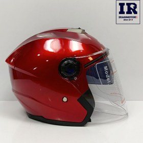 تصویر کلاه کاسکت بدون فک تکنیک Technic مشکی مات قرمز 