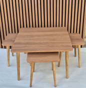 تصویر میز جلو مبلی و عسلی ۴ تیکه با پایه چوبی 