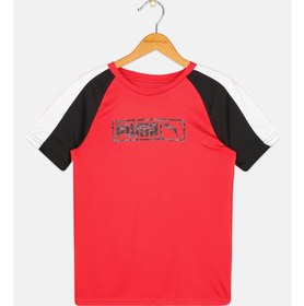 تصویر تی‌شرت ورزشی فیت پسرانه برای کودکان، قرمز/مشکی برند puma Kids Boy Sportswear Fit Training T-shirt, Red/Black