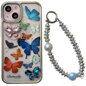 تصویر قاب گوشی پروانه آویز دار برجسته برای آیفون Embossed Butterfly Hanging Phone Case for iPhone