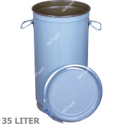 تصویر بشکه 35 لیتری دستگیره دار فلزی دهانه باز 220 liter closed mouth iron barrel with two screws