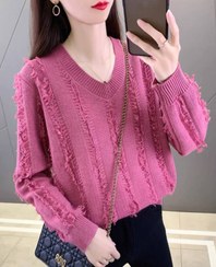 تصویر شومیز بافت ریش ریش - صورتی 