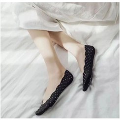 تصویر جوراب کالج زنانه مشکی طرحدار 