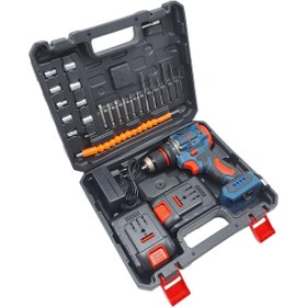 تصویر دریل پیچ گوشتی شارژی براشلس صنعتی باس مدل 48VF مجموعه 29 عددی 