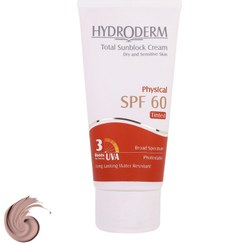 تصویر کرم ضدآفتاب رنگی هیدرودرم SPF60 مدل Phisical Tinted ‌مناسب پوست‌های حساس، حجم 50 میلی‌لیتر 