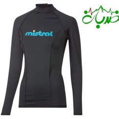 تصویر راشگارد آستین بلند زنانه برند Mistral کد ۵۲ - مشکی با طرح آبی / Rash Guard ،Skin Suit ،Lycra suit