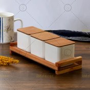 تصویر اردو خوری چوبی سرامیکی ۳ تایی 