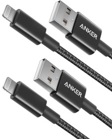 تصویر کابل رعد و برق Anker 6ft Premium Nylon [2-Pack] ، Apple MFi برای شارژرهای iPhone ، iPhone Xs / XS Max / XR / X / 8/8 Plus / 7/7 Plus / 6/6 Plus / 5s ، iPad Pro Air 2 ، و موارد دیگر (سیاه) ا Anker iPhone Charger Cable, (2-Pack) 6ft Lightning Cable, Premium Nylon USB-A to Lightning Cable, MFi Certified iPhone Charger Cable for iPhone SE/Xs/XS Max/XR/X/8 Plus/7/6 Plus, iPad, and More. 6ft Black 2 Anker iPhone Charger Cable, (2-Pack) 6ft Lightning Cable, Premium Nylon USB-A to Lightning Cable, MFi Certified iPhone Charger Cable for iPhone SE/Xs/XS Max/XR/X/8 Plus/7/6 Plus, iPad, and More. 6ft Black 2