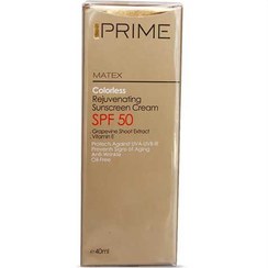 تصویر کرم ضد آفتاب بی رنگ جوان کننده پریم spf50 