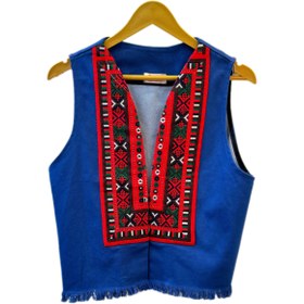 تصویر جلیقه لی سوزندوزی قرمز 