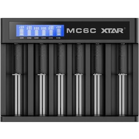 تصویر شارژر باتری اکستار 6 شیار هوشمند XTAR Intelligent Charger MC6C XTAR MC6C Digital Smart Battery Charger