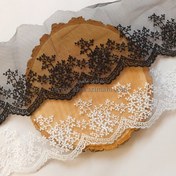 تصویر دانتل شیفون طرح گل عروس (کد21) 