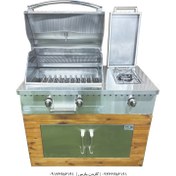 تصویر باربیکیو گازی استیل 110 سانت + تک شعله 