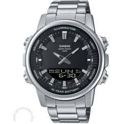 تصویر ساعت مچی استیل ضد زنگ آنالوگ و دیجیتال مدل AMW-880D-1AVDF برند casio Analog u0026 Digital Stainless Steel Wrist Watch AMW-880D-1AVDF - 52mm - Silver