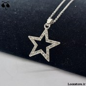 تصویر گردنبند دخترانه نگین دار استیل 