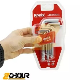 تصویر آچار آلن شش گوش رونیکس مجموعه 9 عددی مدل Ronix RH-2033 