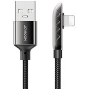 تصویر کابل گیمینگ شارژ سریع و انتقال دیتا Lightning جویروم JOYROOM S-1230K3 USB to Lightning Elbow Gaming Fast Charging Data Cable 2.4A 1.2M 