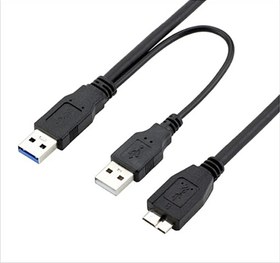 تصویر کابل USB 3.0 Micro B هارد با شارژر فرانت 20 سانتی متری Faranet USB 3.0 Micro B With Charger Y-Cable 20Cm