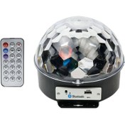 تصویر لامپ LED اسپیکر دار بلوتوثی و فلش خور MP3 LED Magic Ball Light + ریموت کنترل 