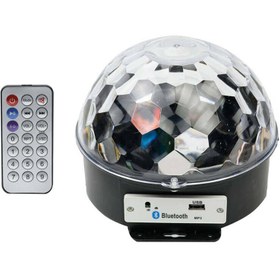 تصویر لامپ LED اسپیکر دار بلوتوثی و فلش خور MP3 LED Magic Ball Light + ریموت کنترل 