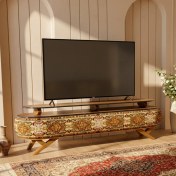 تصویر میز تلویزیون نقش آکام چوب طرح ترکمن سایز 160 