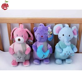 تصویر آویز نخ کش موزیکال فیل و خرس 