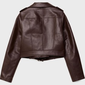 تصویر ژاکت زنانه Stradivarius Belted faux leather biker jacket 