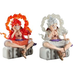 تصویر فیگور مدل لوفی دنده پنج طرح انیمه وان پیس مجموعه 2 عددی Luffy Gear 5 