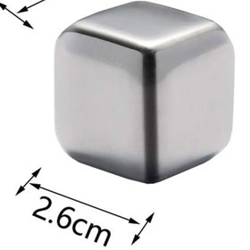 تصویر ست یخ استیل مکعبی 6 تکه همراه با انبر 