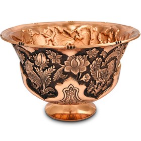 تصویر کاسه قلمزنی گل و مرغ سایز کوچک 