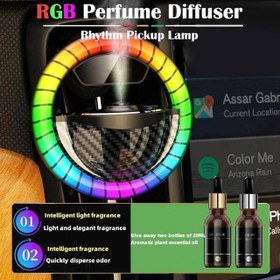 تصویر خوشبوکننده و چراغ ال‌ای‌دی خودرو قابل نصب در دریچه کولر RGB Ambient Light Aroma Diffuser Car 