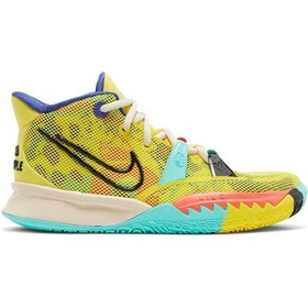 تصویر کفش بسکتبال نایکی کایری 7 زرد و آبی Nike Kyrie 7 GS 1 World 1 People 