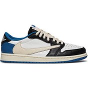 تصویر کفش بسکتبال نایکی مدل Jordan 1 Low Travis Scott رنگ آبی 