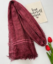 تصویر شال نخی کنفی اسپرت – دور ریش سنگ‌شور، سبک و خنک، وارداتی 