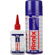 تصویر چسب فوری (3-2-1) 100 گرم + اسپری 400 میل رونیکس Delta Bond MDF KIT Adhesive 400ml