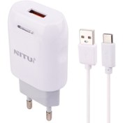 تصویر شارژر دیواری فست شارژ نیتو مدل NT-TC033 به همراه کابل Type-C Nitu NT-TC033 2.4A 12W Wall Charger With Type-C Cable