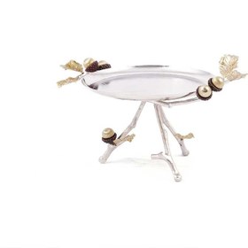 تصویر شیرینی خوری ۳۰سانت برنجی بلوط نقره ای rhyton 